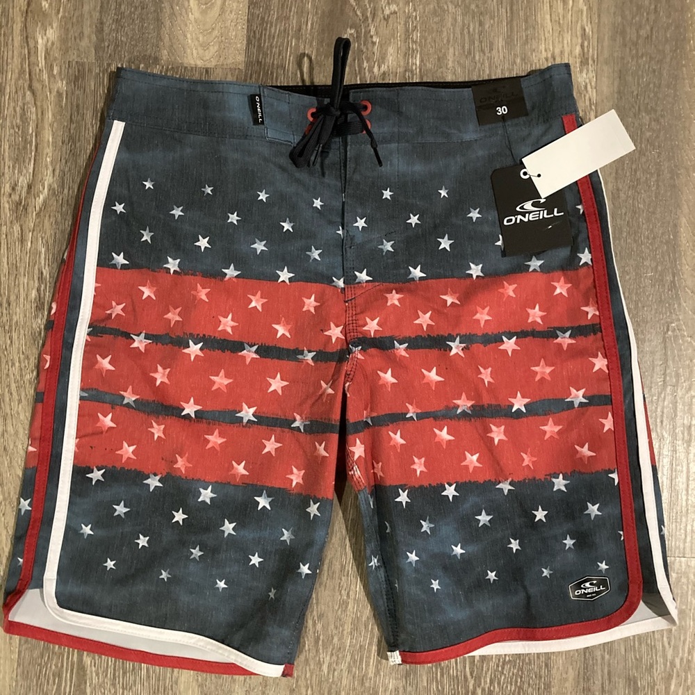 🇺🇸 O’Neill men or youth boys shorts size 30 multicolor USA flag